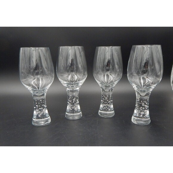 Pier 1 One Bubble Stem Wine Glasses Clear Glassware Set of 4 Hand Blown - Picture 3 of 11